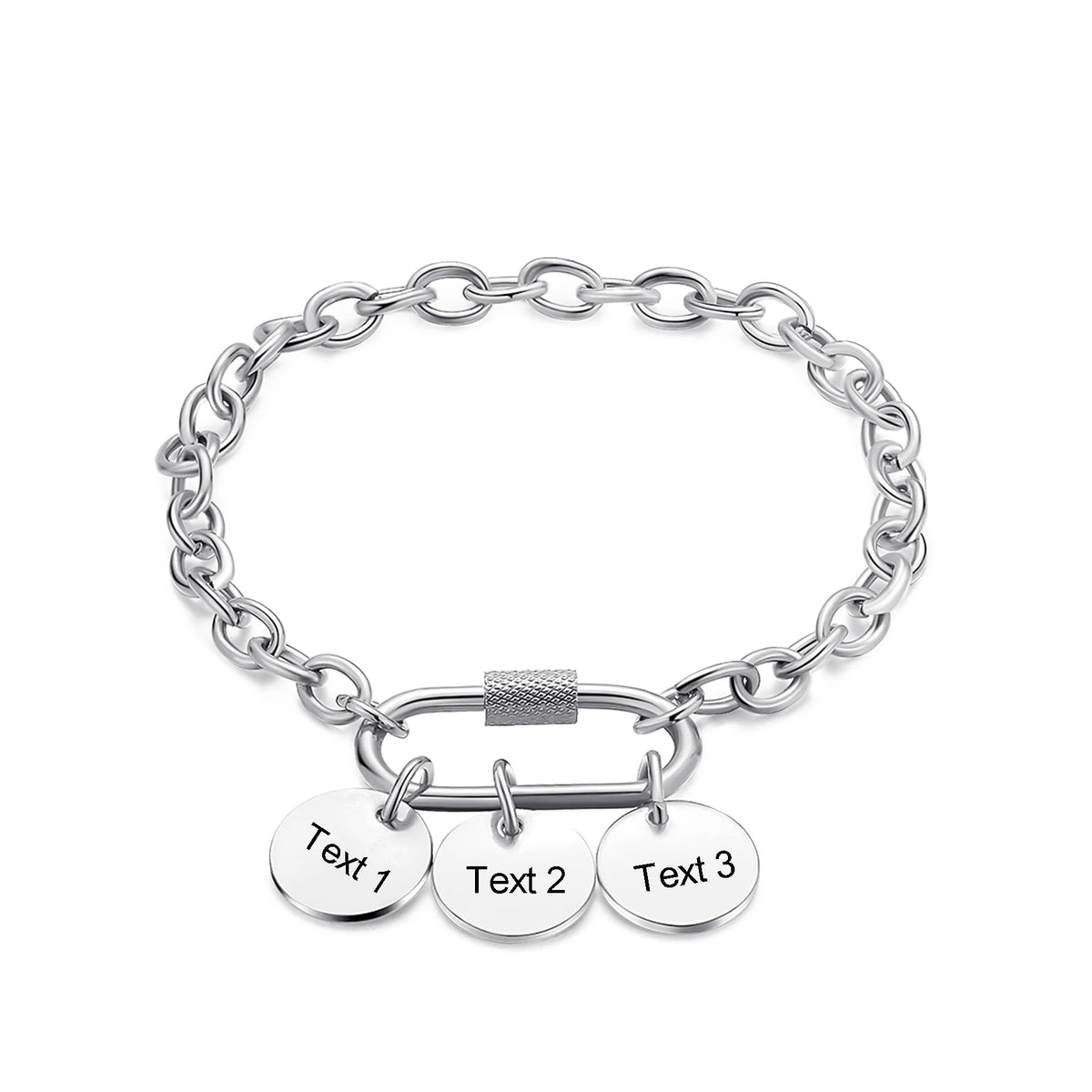 Personalized Stainless Steel Link Bracelet - Custom Name & Date Engraved Jewelry for Women