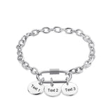 Personalized Stainless Steel Link Bracelet - Custom Name & Date Engraved Jewelry for Women