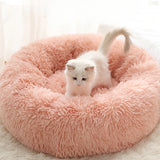 Plush Round Pet Bed - Winter Warm Cat & Dog Nest with Removable Cushion