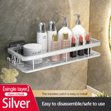 Estante de almacenamiento para baño de acero inoxidable: organizador de pared resistente a la oxidación