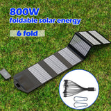 Foldable 800W Portable Solar Panel Charger with USB Output for Phones, Power Banks & Outdoor Use
