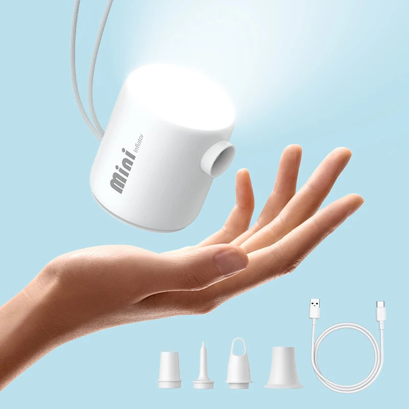 Portable Mini Electric Air Pump with LED Light, Fast Inflation & Deflation for Outdoor Use