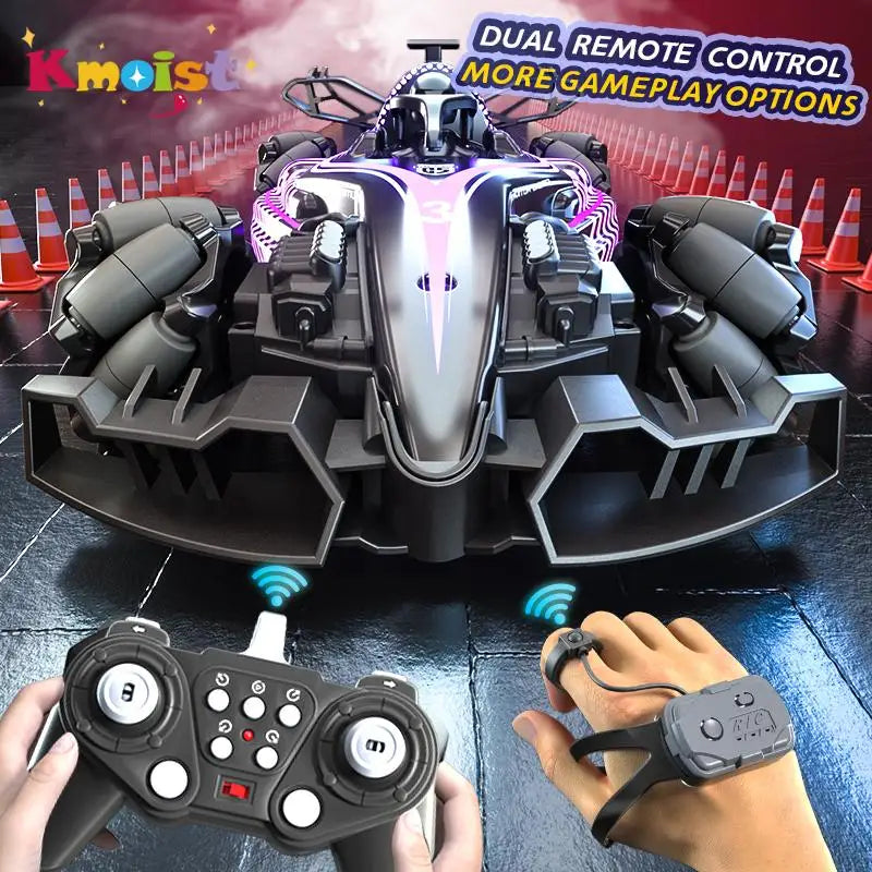 Coche acrobático teledirigido con control por gestos JJRC Q186: control dual, luz de pulverización y giros de 360°