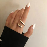 Minimalist Silver Geometric Ring – Elegant Hollow Design for Women