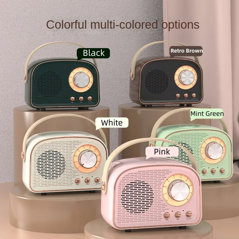 Portable Retro Bluetooth Speaker with Subwoofer, FM Radio & Hands-Free Calling