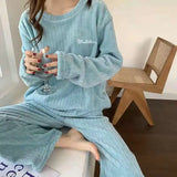 Women's 2-Piece Velvet Fleece Set | Warm Pullover & Pants Loungewear