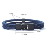 Nueva pulsera de hilo rojo de la suerte para hombre, pulsera de cadena de cordón de nailon de dos capas, accesorios geniales para motociclistas, regalo para novio Erkek Bileklik