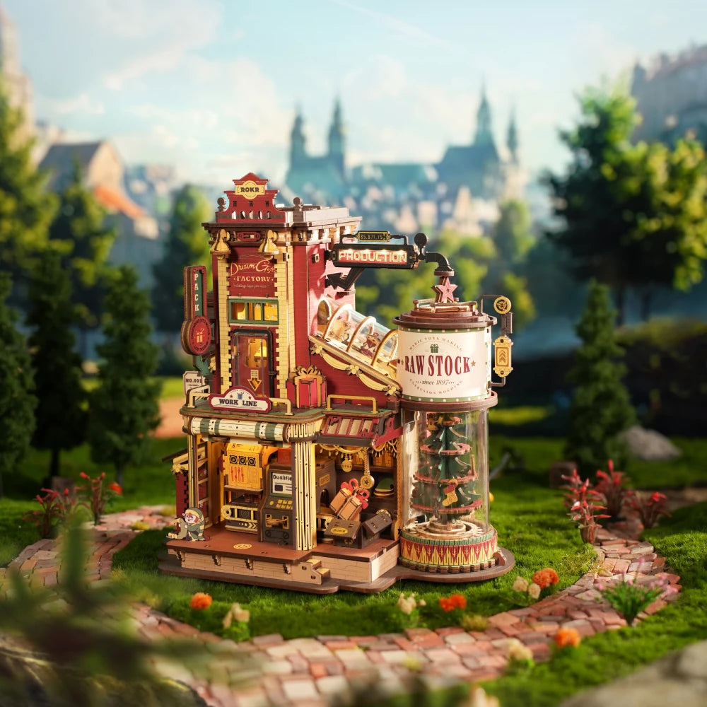 3D Wooden Puzzle Factory with Lights & Music - Interactive Building Kit