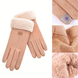 Women's Winter Leather Touchscreen Gloves – Warm Plush Lined Ski Gloves