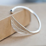 925 Sterling Silver Leaf Cuff Bracelet for Women