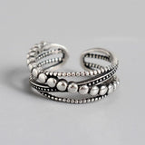 925 Sterling Silver Double-Layer Wave Ring – Unisex Trendy Couple Band