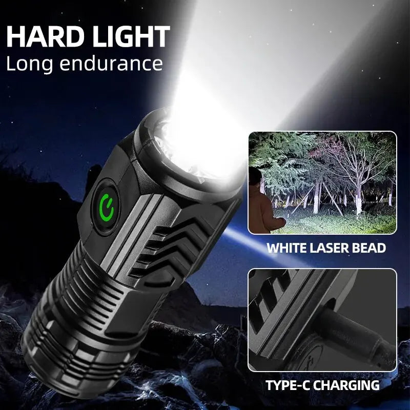 Compact USB Rechargeable LED Flashlight – Portable Tactical Torch with Magnetic Base