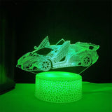3D Race Car LED Night Light with Touch Control & Color-Changing Modes