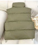 Women’s Thick Cotton Down Vest – Casual Outerwear for Autumn & Winter