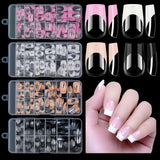 120 uñas postizas cuadradas medianas | Puntas de uñas francesas acrílicas de cobertura total