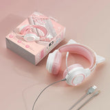 Cat Ear Gaming Headphones with RGB Lights - Wired 3.5mm Headset with Noise Canceling Mic for PC & Laptop