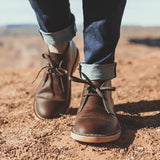 Men’s Winter Leather Desert Boots – Split Leather Lace-Up Ankle Boots with Canvas Lining
