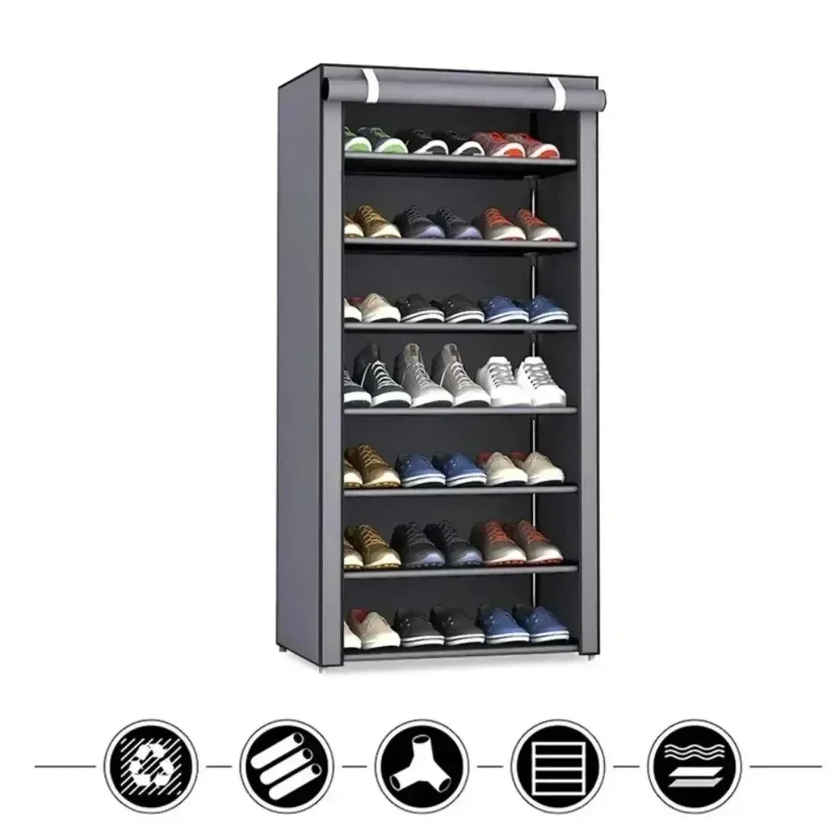 Organizador de zapatos a prueba de polvo: zapatero multicapa con cubierta para el pasillo y el hogar