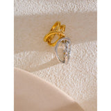 Minimalist Geometric Stainless Steel Ring – 18K Gold PVD Plated Statement Jewelry for Women