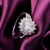 925 Sterling Silver Crystal Flower Ring for Women – Elegant Wedding & Party Jewelry