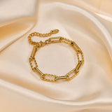 Elegant Geometric Link Chain Bracelet – Trendy Metal Jewelry for Women