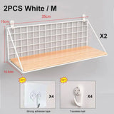Wall-Mounted Shelf Organizer – Metal & Wood Storage Rack for Home & Office