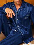 Men’s Long Sleeve Pajama Set – Lightweight Turn-Down Collar Loungewear with Full Coverage Comfort