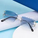 Gafas de sol cuadradas sin montura Gafas de sol de tendencia de metal de alta calidad para hombres y mujeres Gafas de sol estilo street shot
