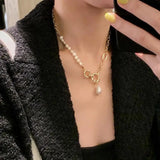 Gold-Filled Freshwater Pearl Lock Necklace for Women – Elegant Engagement Jewelry