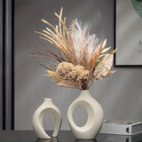 Set of 2 Hollow Nordic Ceramic Vases – Minimalist Boho Decor for a Stylish Home