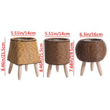 Nordic Style Rattan Woven Plastic Flower Pot with Stand