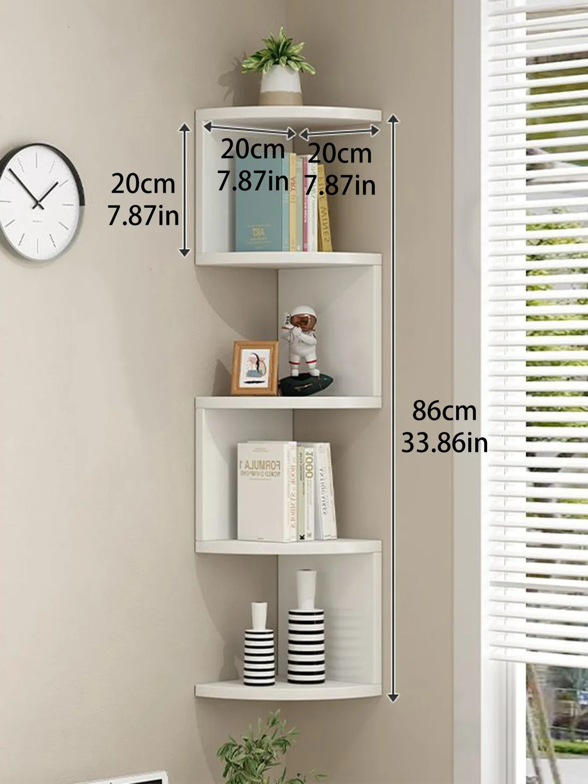 Estante de esquina de madera de PVC: organizador de pared flotante de varias capas para un almacenamiento elegante