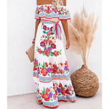 Women’s One-Shoulder Floral Print Swing Dress – Retro Summer A-Line Casual Dress
