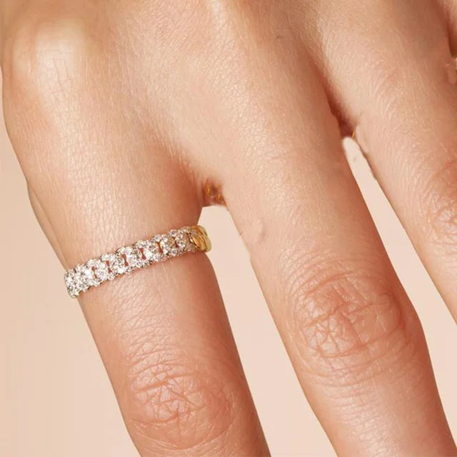 Elegant Hexagon Cubic Zirconia Wedding Band – Trendy & Timeless Ring for Women