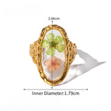 18K Gold Plated Polygonal Dry Flower Ring – Minimalist & Waterproof Statement Jewelry