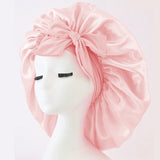 Gorro de dormir de satén de seda ajustable con banda para atar: protección para el cabello para mujeres y hombres