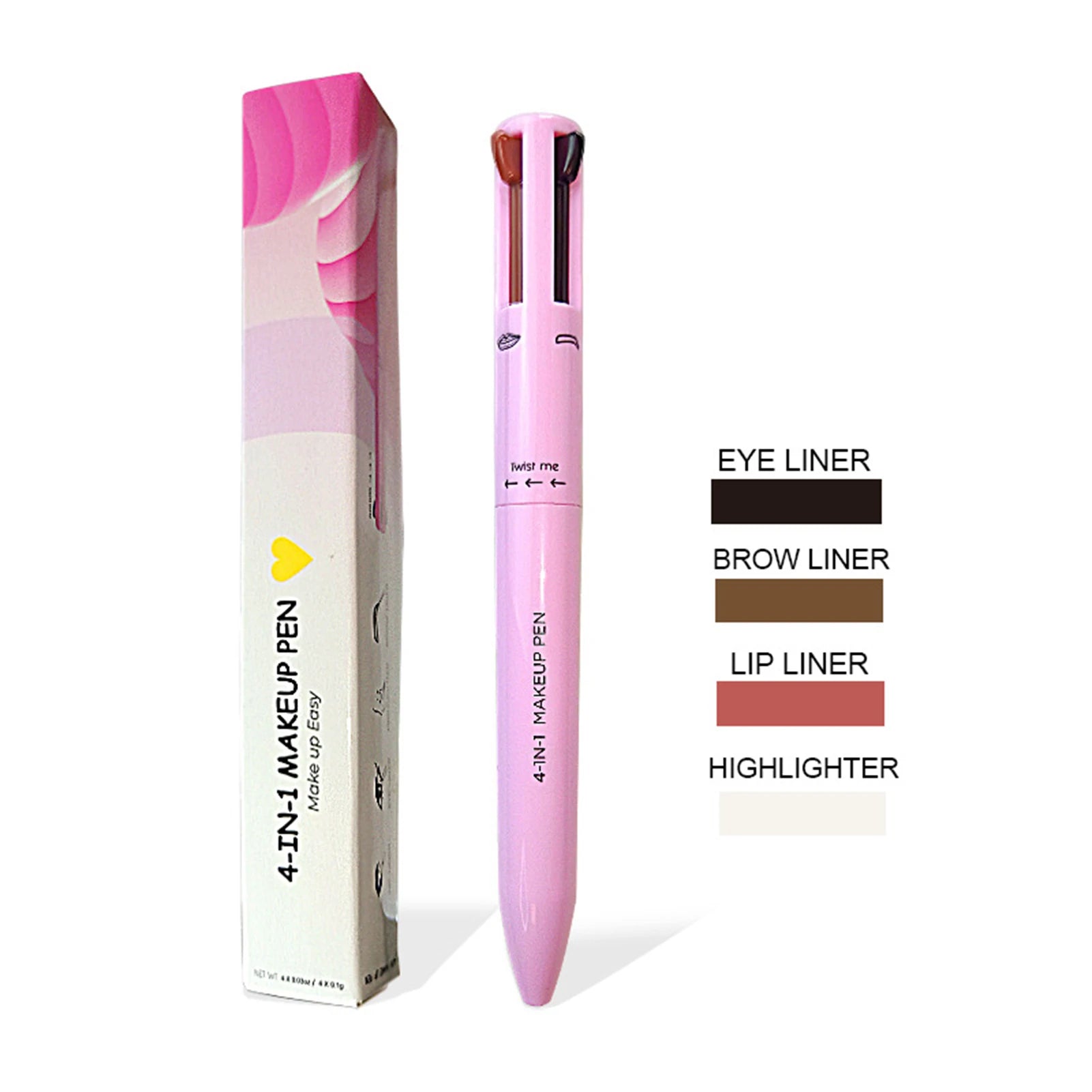 4-in-1 Makeup Pen - Eyeliner, Brow Liner, Lip Liner & Highlighter All-in-One