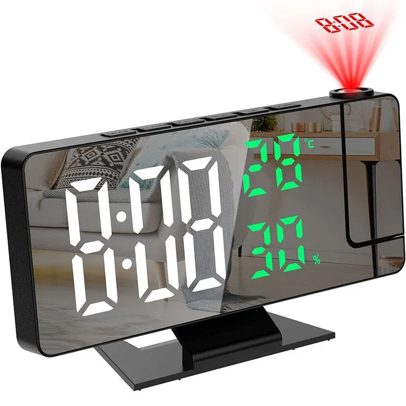 LED Digital Projection Alarm Clock with Time and Temperature Display