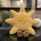 Smiling Sun & Moon Plush Pillows - Cute Weather-Themed Stuffed Decor for Kids & Adults