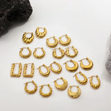 Gold-Plated Stainless Steel Geometric Hoop Earrings – Waterproof & Tarnish-Resistant