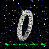 3mm D Color Moissanite Eternity Band - 925 Sterling Silver Unisex Wedding Ring