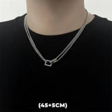 💎 Collar de doble capa con estrella de circonita estilo hip hop: cadena colgante de acero de titanio de moda para hombres y mujeres 💎
