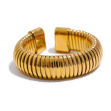 Minimalist 18K Gold Plated Stainless Steel Open Ring – Elegant & Timeless Jewelry