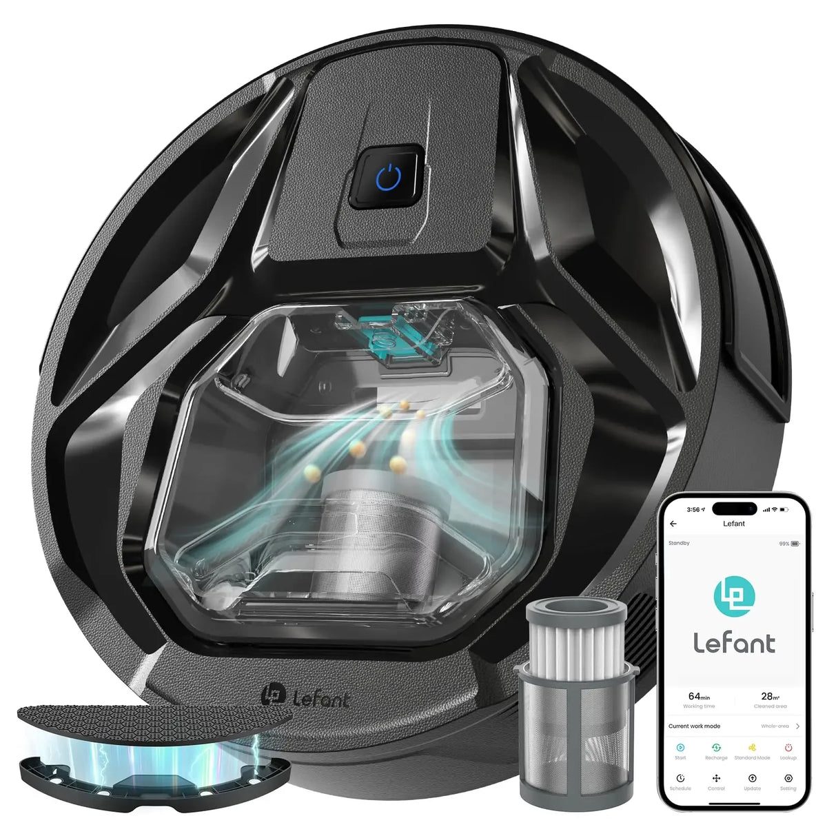 Aspiradora robot Lefant M320: succión de 6000 Pa, mapeo inteligente, autonomía de 210 minutos, mopa y filtro HEPA
