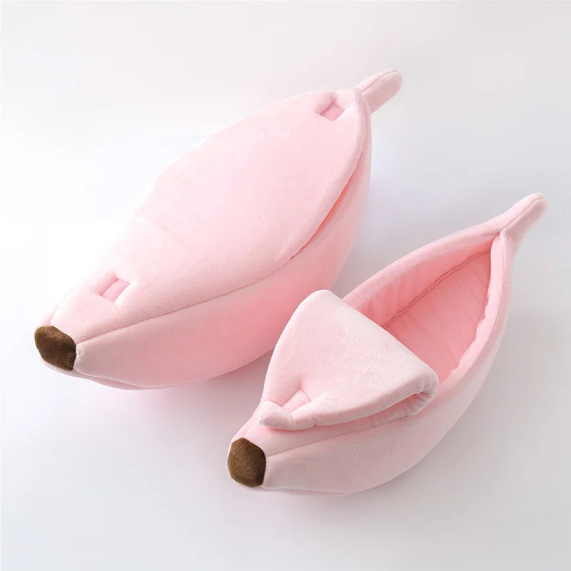 Cozy Banana Cat Bed – Soft Plush Pet House for Cats and Small Dogs