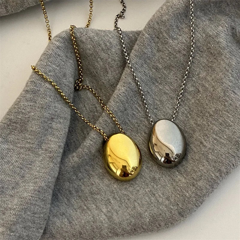 Collar con colgante de gota de agua geométrica grande: cadena de acero inoxidable para suéter para mujer