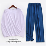 Men’s Solid Color Polyester Spandex Pajamas – Lightweight & Comfortable Sleepwear