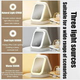 Rechargeable 3-Color LED Makeup Mirror with Storage – Portable Vanity Case