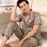 Luxury Men's Paisley Pajama Set - Soft Imitation Silk Full Sleeve Sleepwear with Elastic Waist