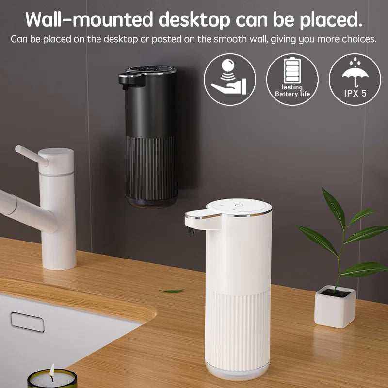Dispensador de jabón automático HQ Accesorios de baño Dispensador automático de jabón líquido 360ML TIPO C Dispensador de jabón de espuma de 4 niveles blanco
